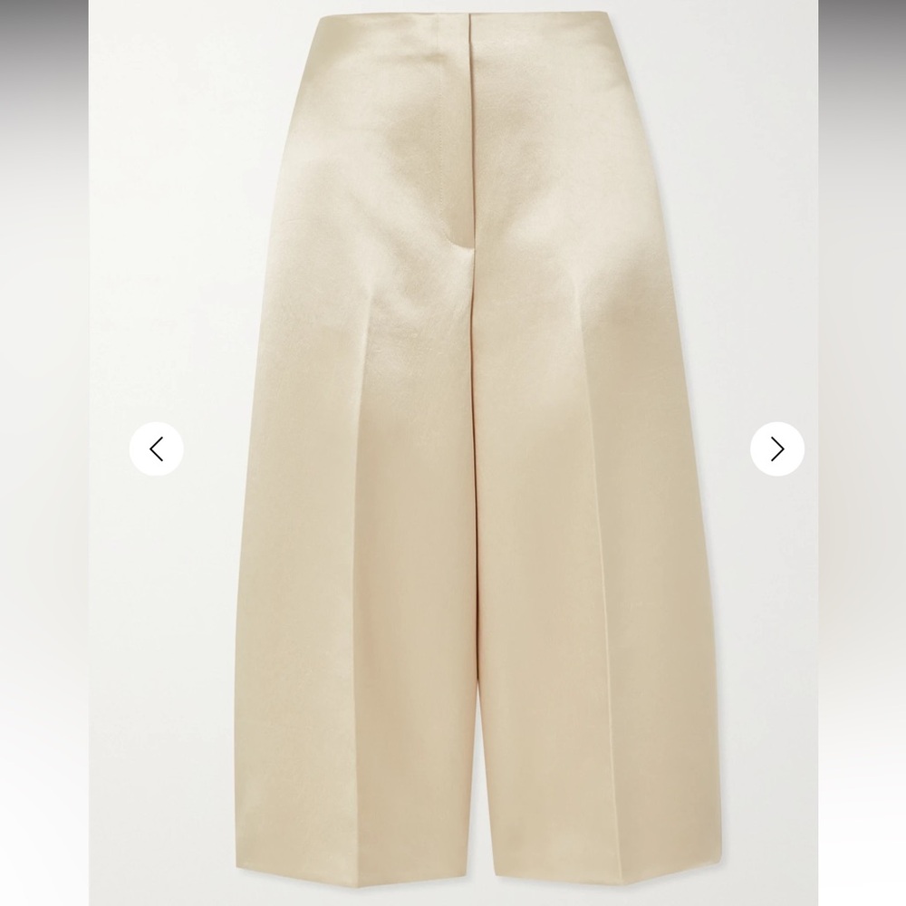 THEORY cream white satin culottes